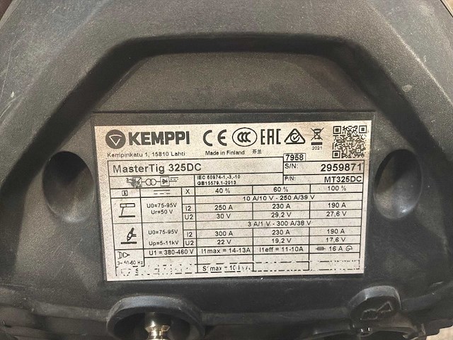 2021 kemppi mastertig 325 dc tig-lasmachine - afbeelding 7 van  9