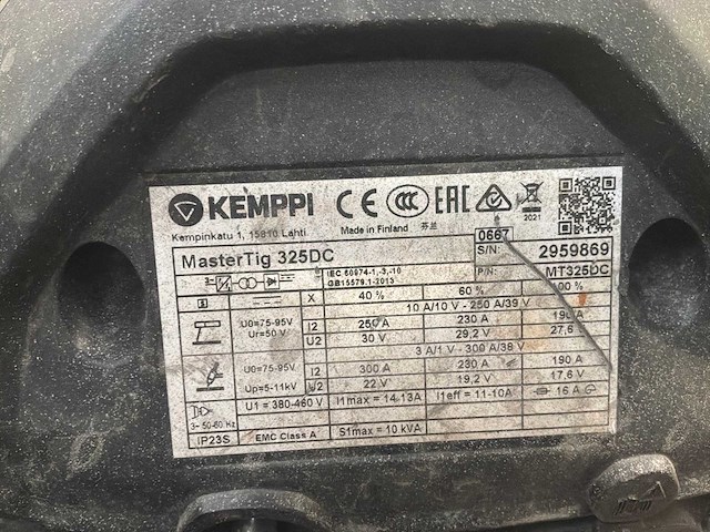 2021 kemppi mastertig 325 dc tig-lasmachine - afbeelding 6 van  7