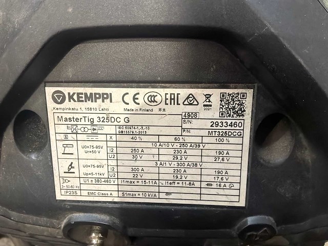 2021 kemppi mastertig 325 dc tig-lasmachine - afbeelding 5 van  6