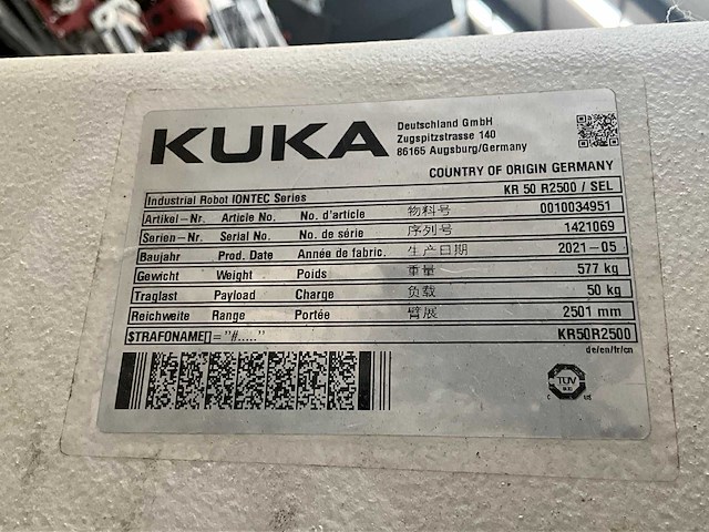 2021 kuka iontec kr 50 r2500 industriële robot - afbeelding 9 van  17