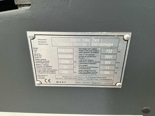 2021 lm mpb20er transpallet - afbeelding 11 van  11