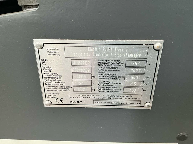 2021 lm mpb20er transpallet - afbeelding 12 van  12