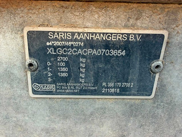 2021 saris c2c aanhangwagen - afbeelding 5 van  17
