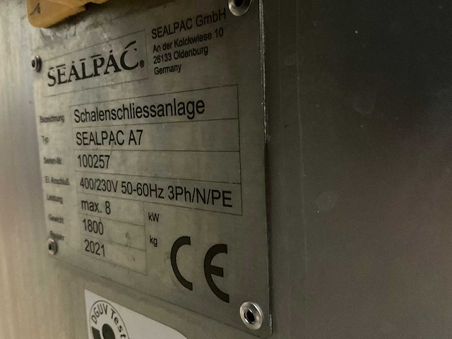 2021 sealpac a7 max rvs schalensluitmachine/sealmachine - afbeelding 26 van  50