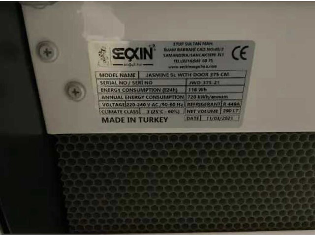 2021 seckin sogutma jasmine sl koelvitrine - afbeelding 6 van  10