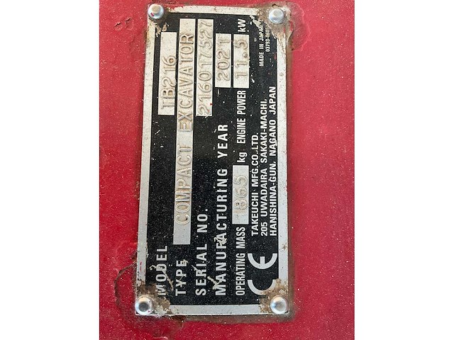 2021 takeuchi tb216 minigraafmachine - afbeelding 5 van  28