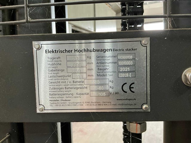 2021 tradedrive elektrische palletwagen - afbeelding 2 van  10