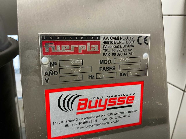 2022 buysse food machinery a-85 industriële menger - afbeelding 7 van  11