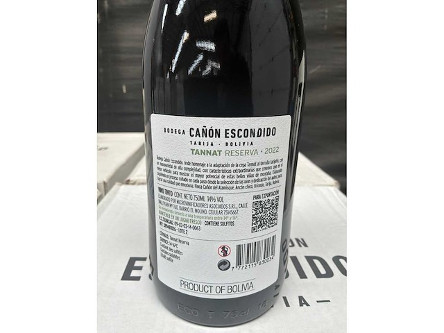 2022 canon escondido tannat reserva rode wijn (26x) - afbeelding 3 van  3