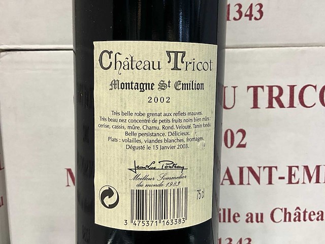 2022 chateau tricot montagne st emilion rode wijn (24x) - afbeelding 3 van  3