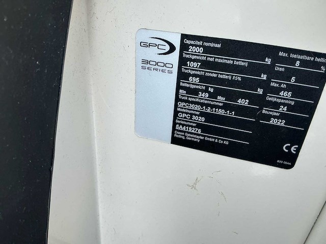 2022 crown gpc 3020 order picker - afbeelding 6 van  8