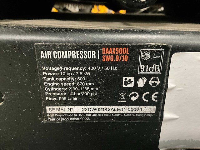 2022 daewoo daax500l schroefcompressor - afbeelding 14 van  15