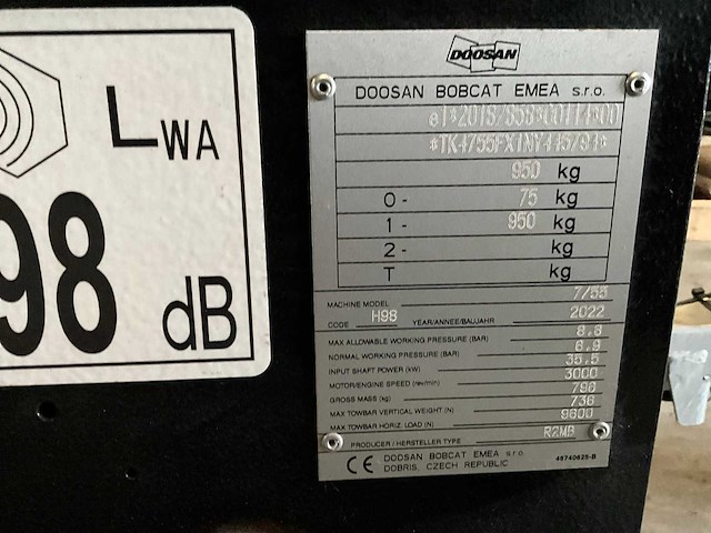 2022 doosan 7/55 luchtcompressor - afbeelding 9 van  20