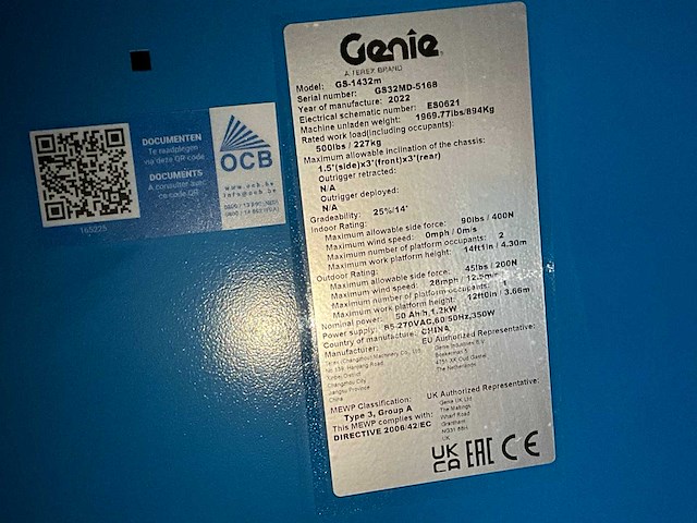 2022 genie gs-1432m hoogwerker - afbeelding 10 van  14