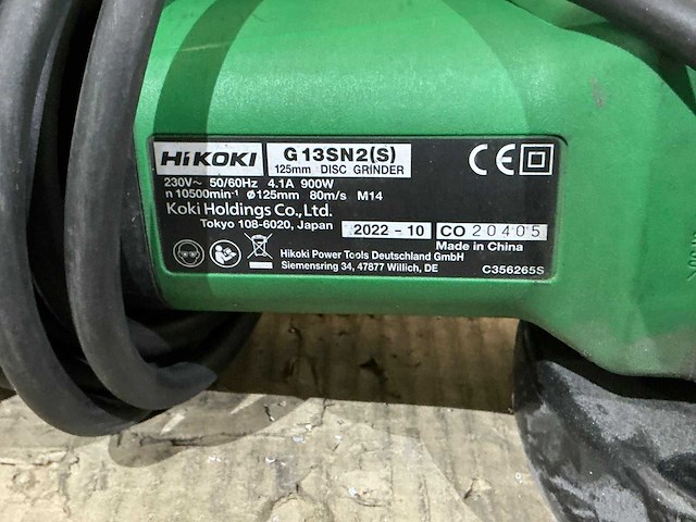 2022 hikoki g13sn2 haakse slijpmachine - afbeelding 2 van  3