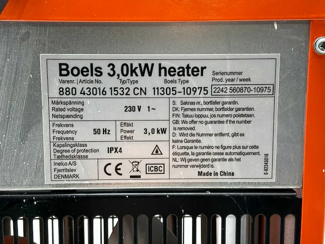 2022 inelco 88043011 dania 3.3kw elektroheater 3kw - afbeelding 5 van  6