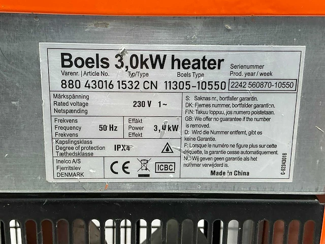 2022 inelco 88043011 dania 3.3kw elektroheater 3kw - afbeelding 5 van  6