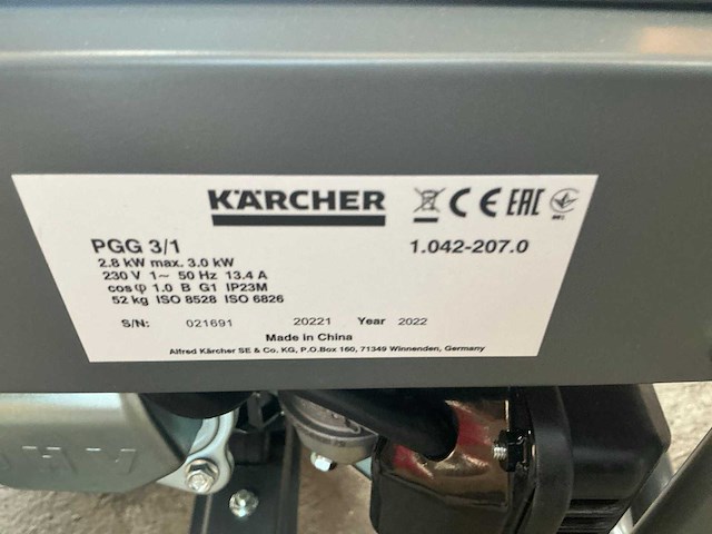 2022 kärcher pgg 3/1 stroomgenerator - afbeelding 2 van  10