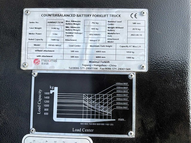 2022 maximal fb16s-mhjz vorkheftruck - afbeelding 6 van  12