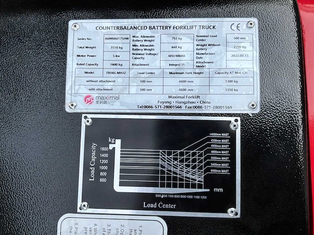 2022 maximal fb16s-mhjz vorkheftruck - afbeelding 4 van  12