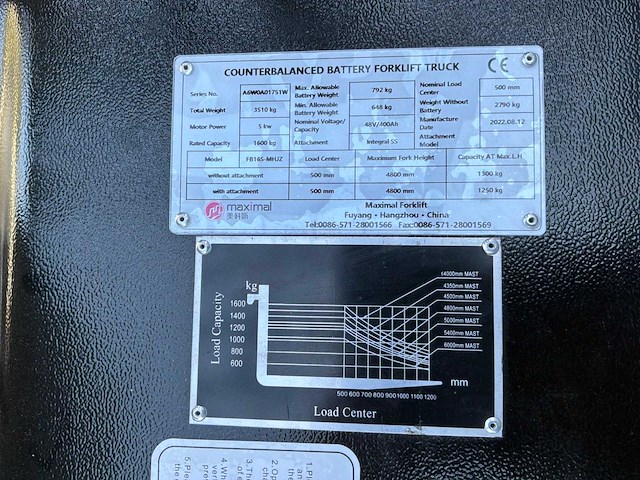 2022 maximal fb16s-mhjz vorkheftruck - afbeelding 11 van  14
