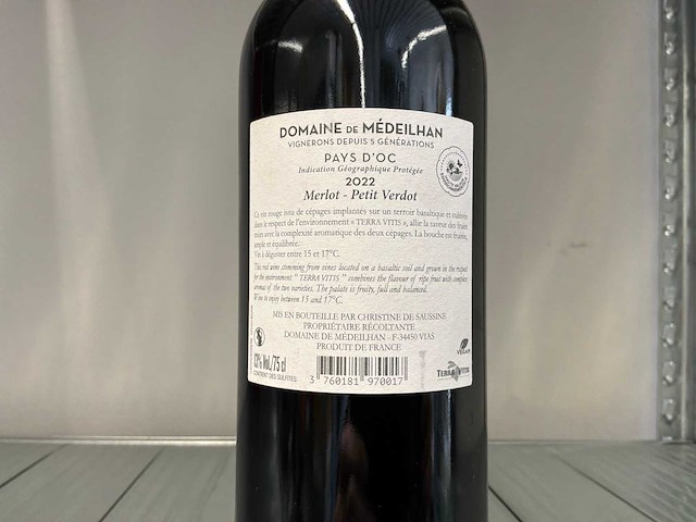 2022 merlot & petit verdot domaine de médeilhan rode wijn (24x) - afbeelding 4 van  5