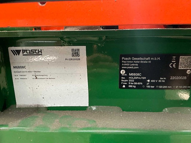 2022 posch autosplit 250 m6808c volautomatische houtkloofmachine - afbeelding 6 van  7