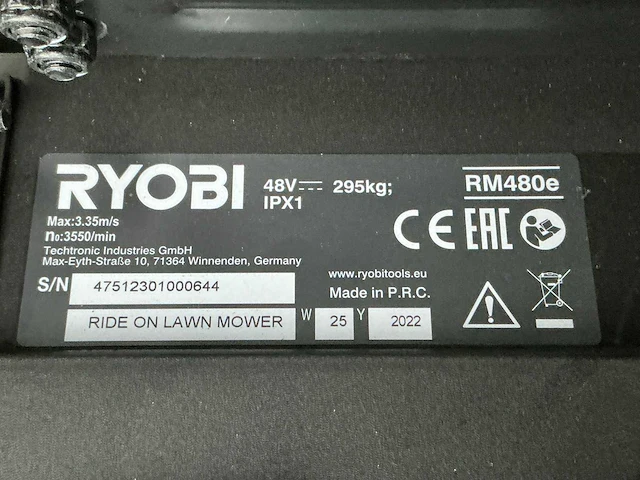 2022 ryobi rm480e mulcher accu zitmaaier - afbeelding 4 van  5