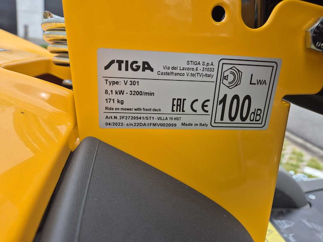 2022 stiga villa 15 hst frontmaaier - afbeelding 8 van  8