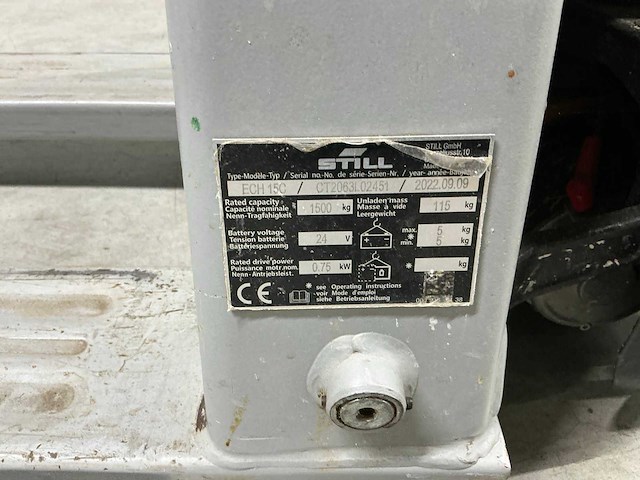 2022 still ech 15c elektrische hand hydraulische palletwagen - afbeelding 3 van  8