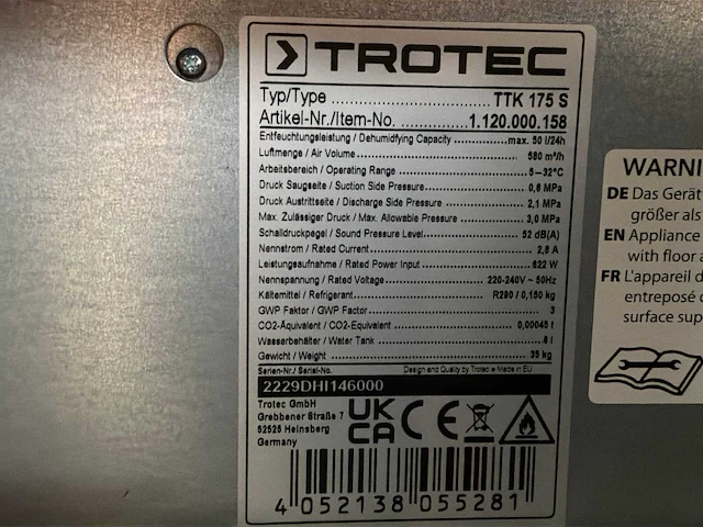 2022 trotec ttk 0175 s bouwdroger - 50l - afbeelding 6 van  7