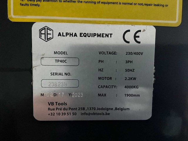 2023 alpha equipment tp40c hefbrug - afbeelding 6 van  14