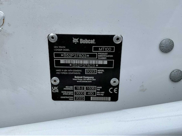 2023 bobcat mt 100 schranklader - afbeelding 41 van  42