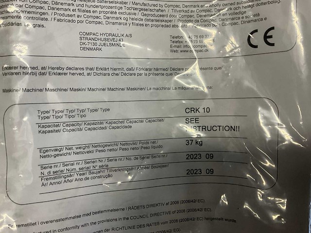 2023 compac crk10 hydraulische uitdeukset - afbeelding 4 van  5