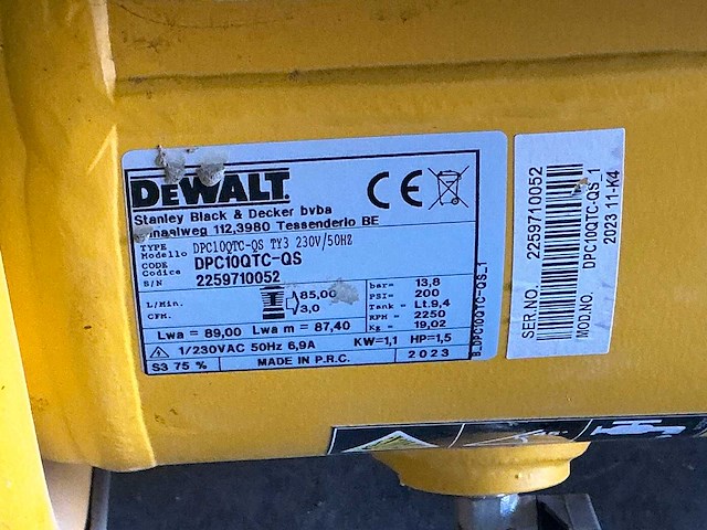2023 dewalt dpc10qtc-qs luchtcompressor - afbeelding 3 van  3