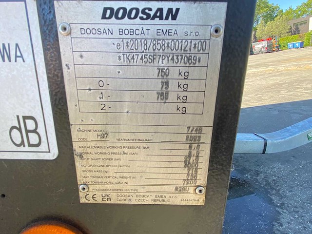 2023 doosan 7/45 luchtcompressor - afbeelding 10 van  10