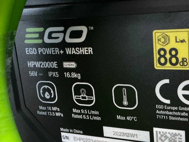 2023 ego hpw2000e accu hogedrukreiniger - afbeelding 4 van  6