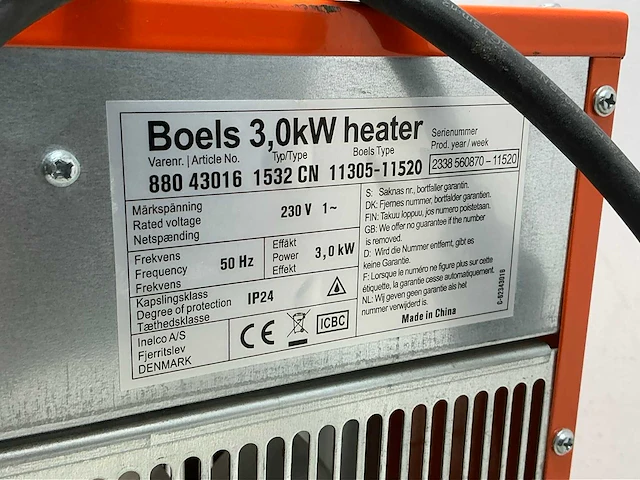 2023 inelco 88043011 dania 3.3kw elektroheater 3kw - afbeelding 1 van  2