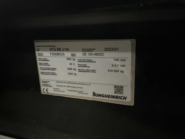 2023 jungheinrich efg bb 216k vorkheftruck - afbeelding 8 van  21