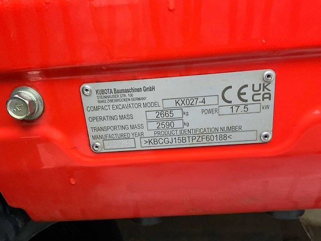 2023 kubota kx027-4 mini graafmachine - afbeelding 20 van  31