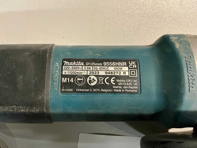 2023 makita 9558hnr haakse slijpmachine - afbeelding 3 van  4