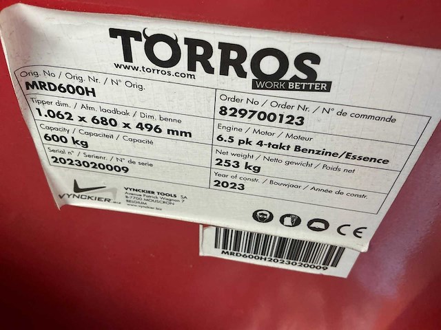 2023 toros mrd600h dumper - afbeelding 2 van  10