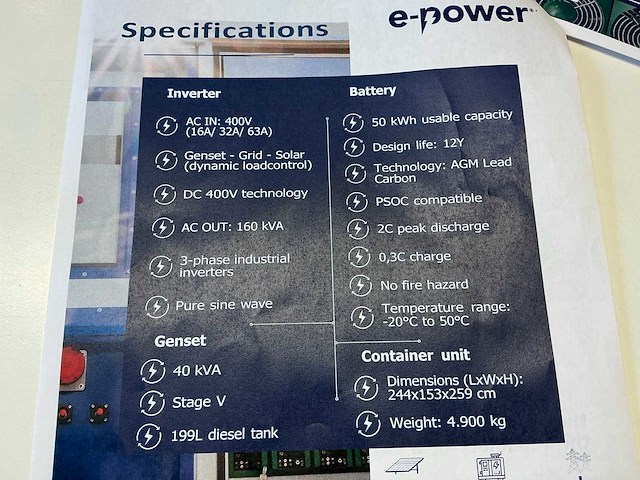 2024 e-power p-grid 160-70-40 / epsr40tde-5 hybride stroomaggregaat - afbeelding 11 van  25