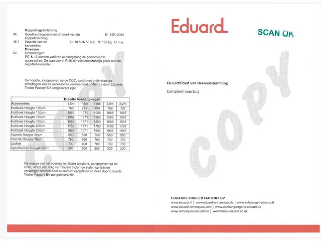 2024 eduard p3 geremde bakwagen 1350kg aanhangwagen - afbeelding 9 van  17