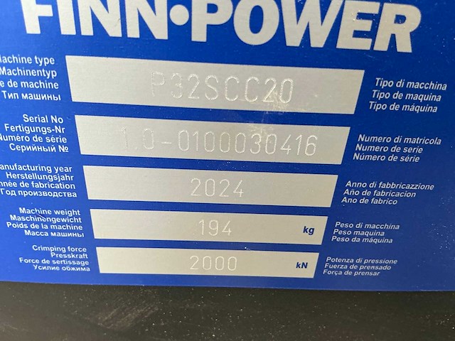 2024 finn-power p42scc20 hydraulische slangenpers - afbeelding 9 van  10