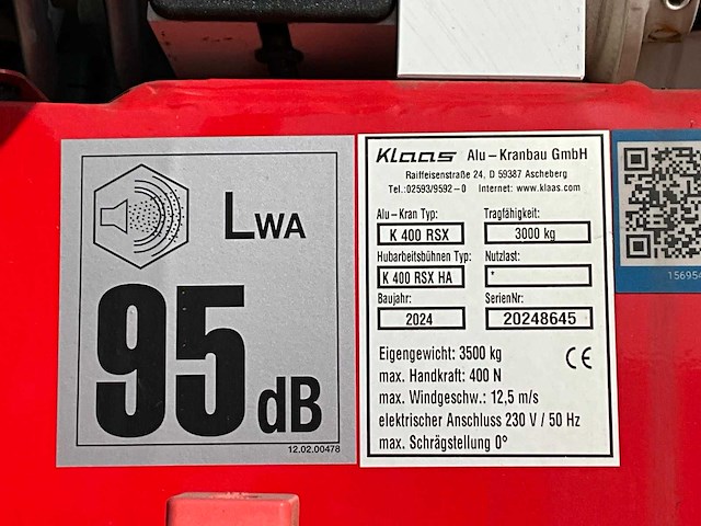 2024 klaas k400 rsx aluminium aanhangerkraan - afbeelding 6 van  56