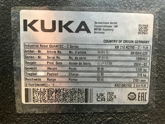 2024 kuka quantec-2 kr 210 r2700 industriële robot - afbeelding 5 van  18