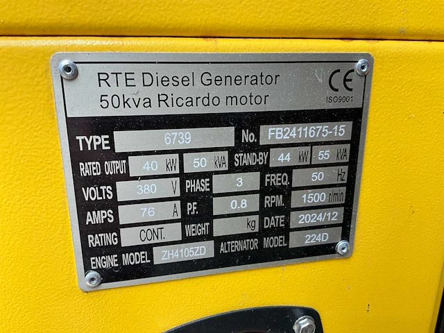 2024 rte 6739 - diesel generator 50 kva - afbeelding 5 van  21