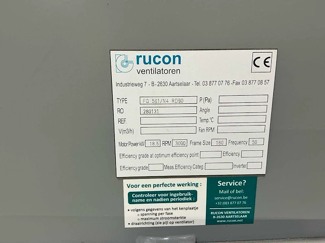 2024 rucon fq 561/n4 rd90 industriële centrifugaal ventilator - afbeelding 2 van  7