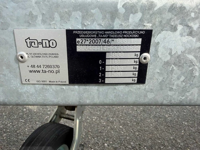 2024 ta-no aanhangwagen *mtm 3000kg* - afbeelding 17 van  18